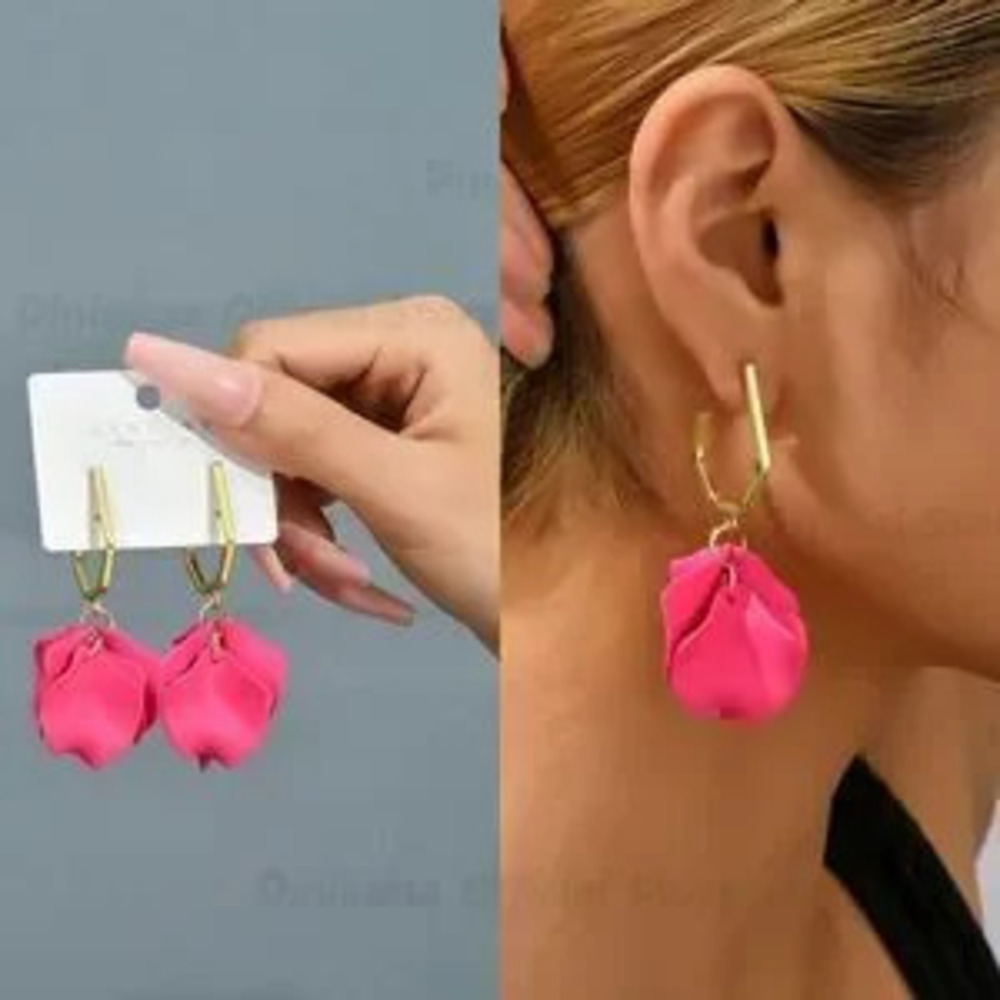 Acrylic Pink?Flower Summer?Earrings